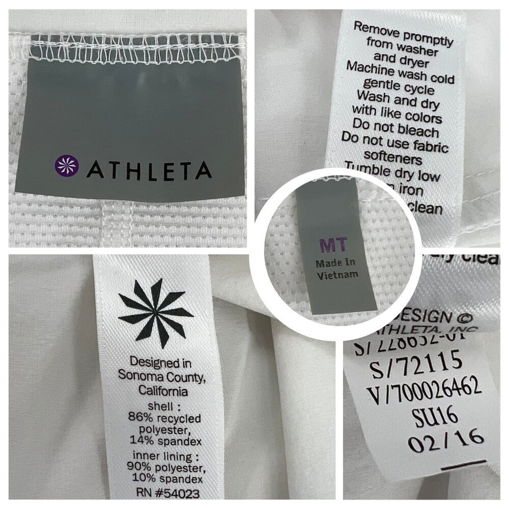 Athleta (Medium Tall - EUC) White Pleated Tennis Skirt with attached shorties - Picture 2 of 8